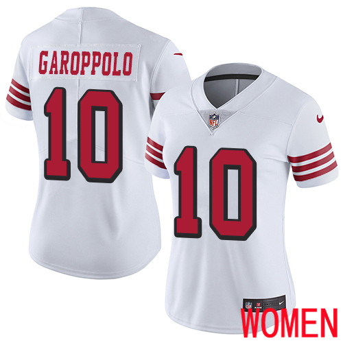 San Francisco 49ers Limited White Women 10 Jimmy Garoppolo NFL Jersey Rush Vapor Untouchable